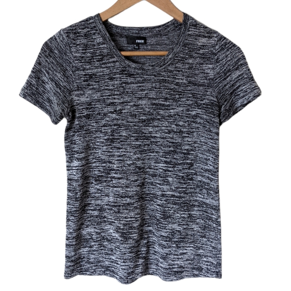 Aritzia Wilfred Free Black Marled Crew Neck T-shirt Size Small